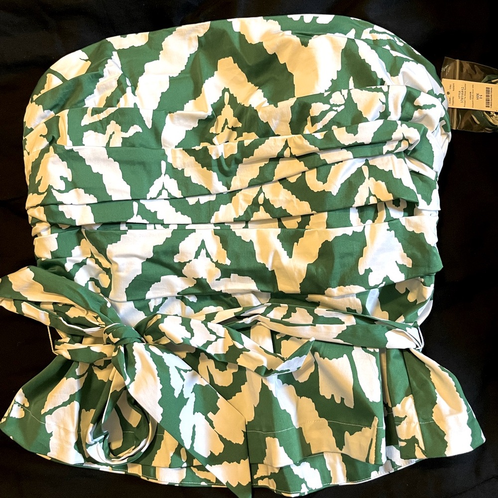 White House Black Market green and white bustier